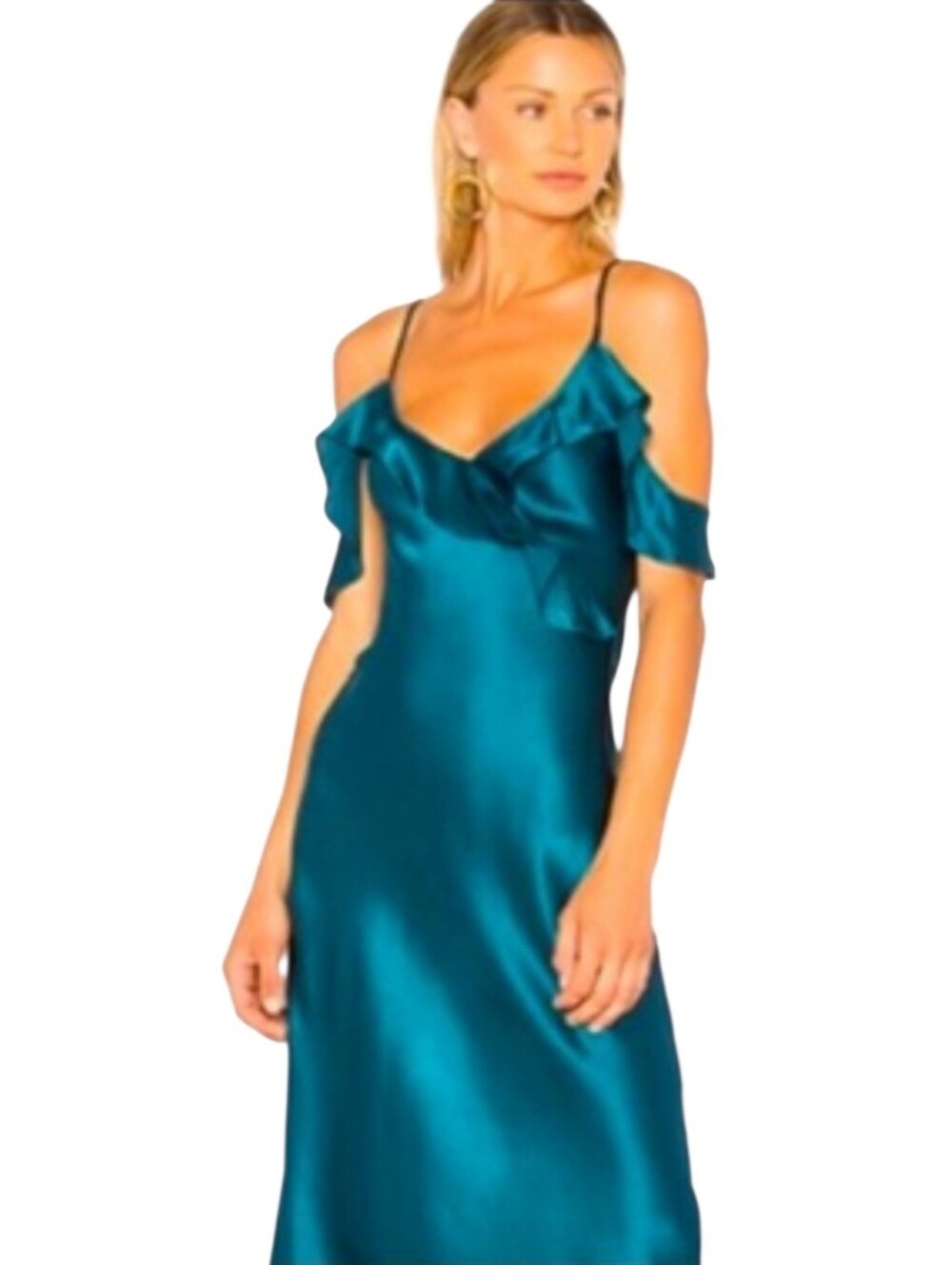 Amanda‎ Uprichard Teal Green Silk Slip Dress Size Large